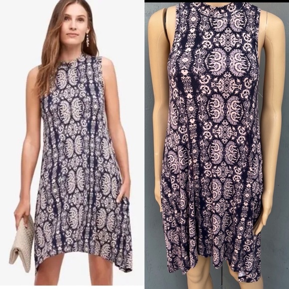 Maeve Swing Lilt Mock neck mini Stretchy Dress - Picture 1 of 7